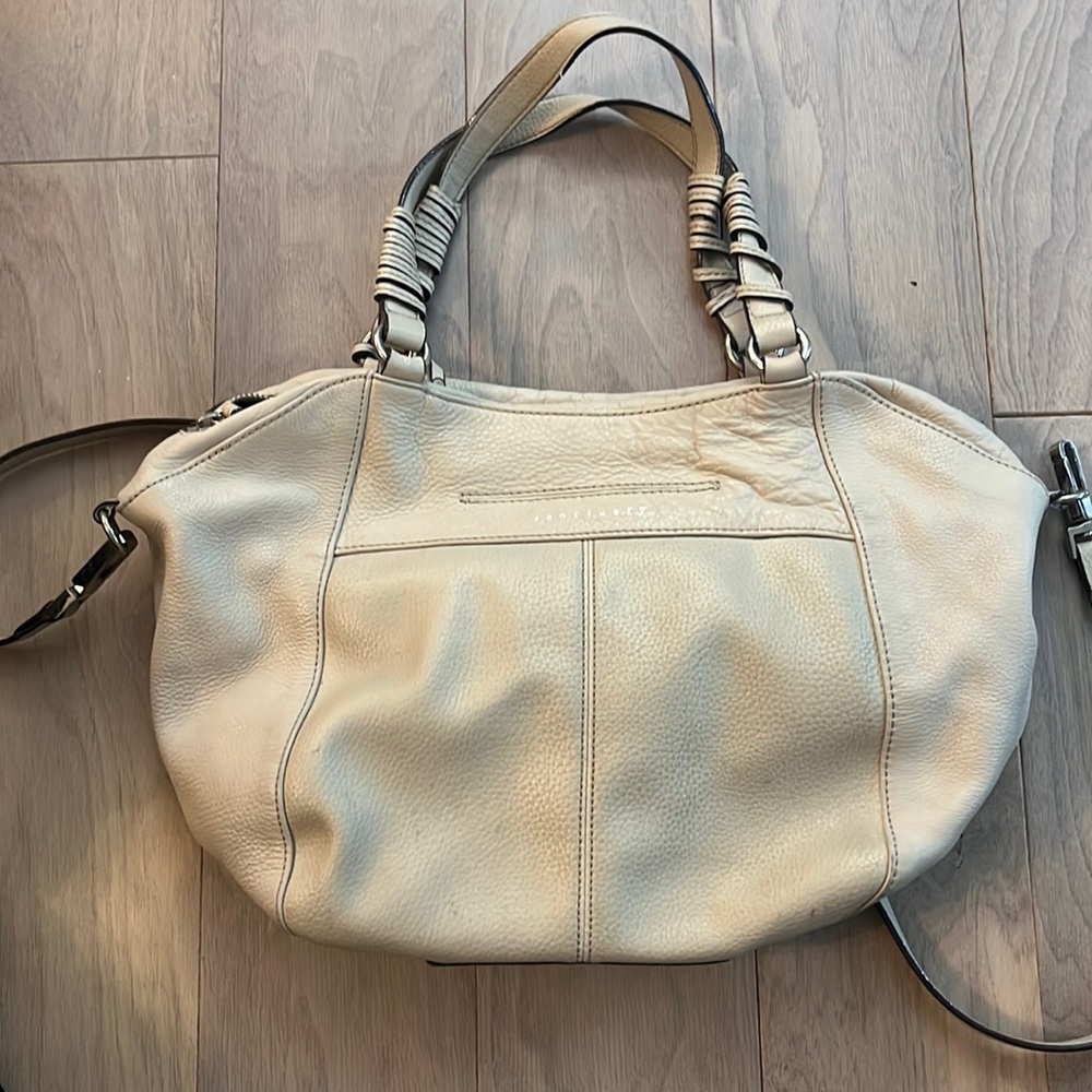 Sanctuary pebble leather tote with crossbody strap.